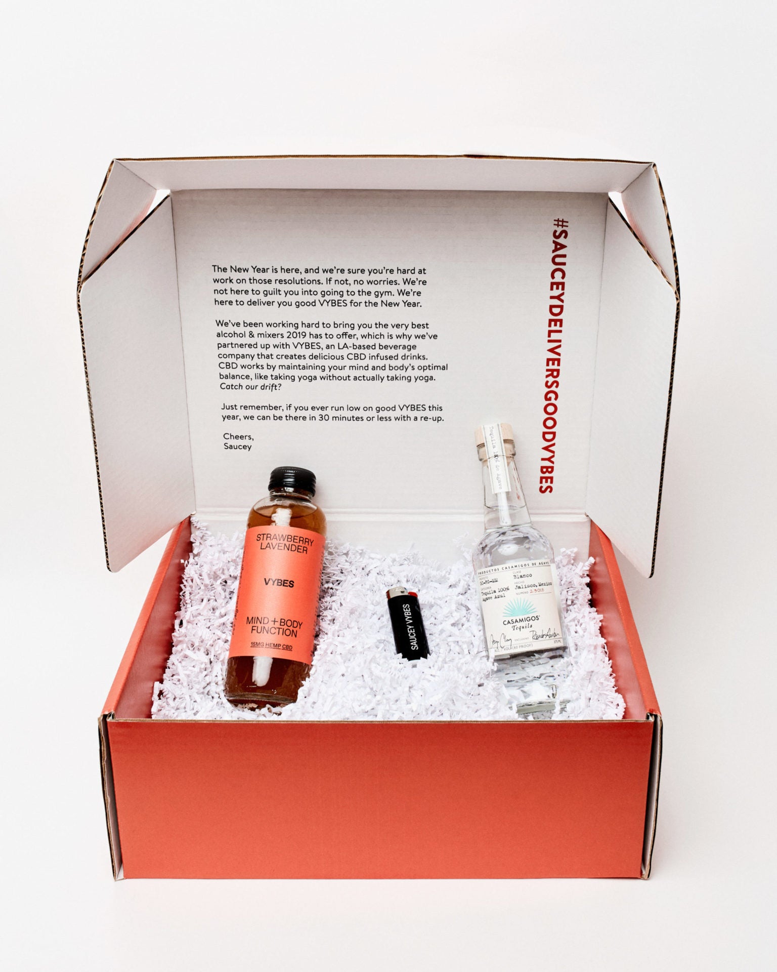 VYBES delivery in 30 minutes or less, from our friends at Saucey